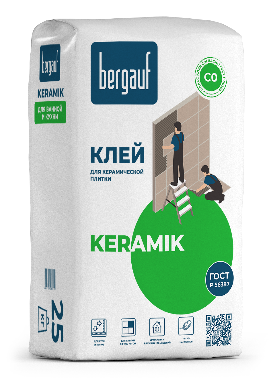 картинка Клей для керамической плитки Bergauf Keramik 25КГ от сети строительных магазинов в Старой Руссе